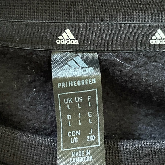 Adidas Essentials 3-Stripes Crew Sweatshirt Mens L Green Black LS Pullover - Picture 4 of 9